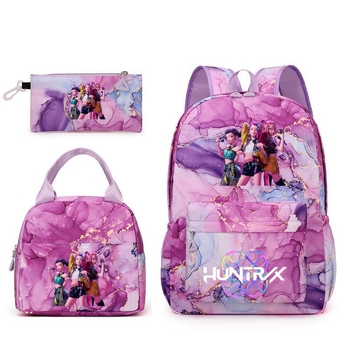 Geometriai mintás iskolatáska Oxford anyagból (lélegző és vízálló; légpárnás vállpánt; fiatalos iskolai stílus)