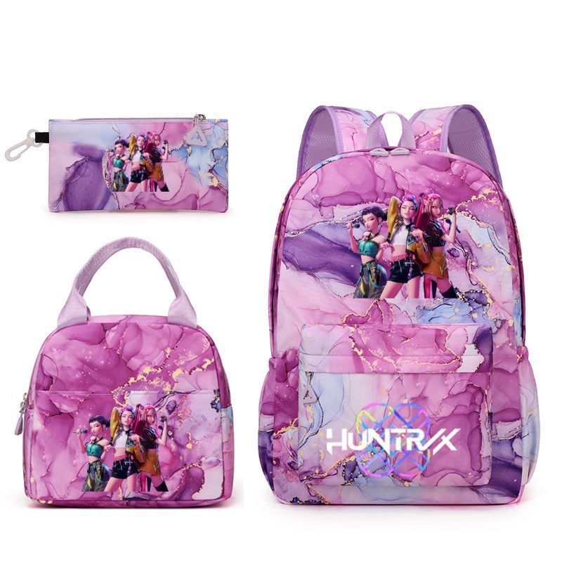 Geometriai mintás iskolatáska Oxford anyagból (lélegző és vízálló; légpárnás vállpánt; fiatalos iskolai stílus)