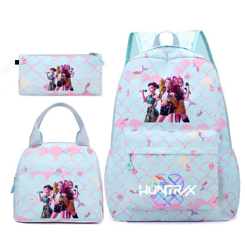 Geometriai mintás iskolatáska Oxford anyagból (lélegző és vízálló; légpárnás vállpánt; fiatalos iskolai stílus)