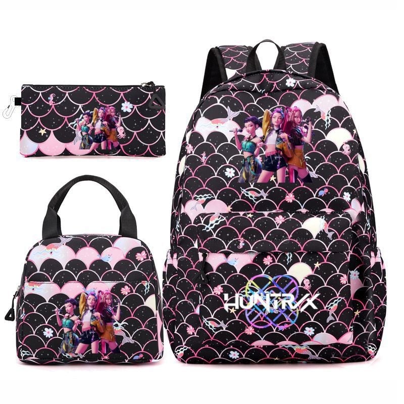 Geometriai mintás iskolatáska Oxford anyagból (lélegző és vízálló; légpárnás vállpánt; fiatalos iskolai stílus)