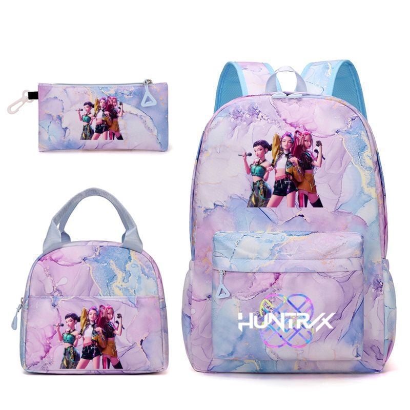 Geometriai mintás iskolatáska Oxford anyagból (lélegző és vízálló; légpárnás vállpánt; fiatalos iskolai stílus)