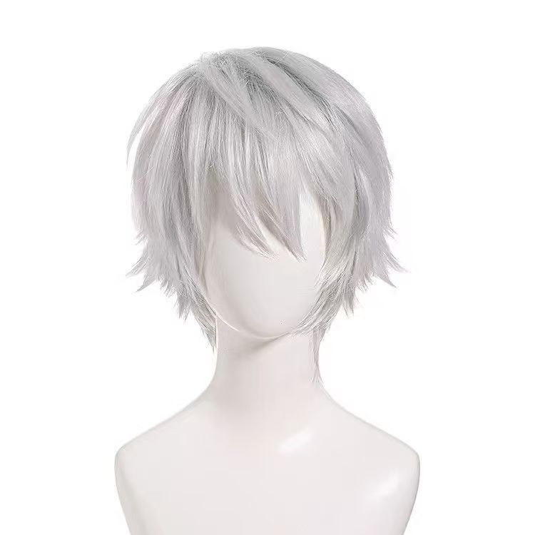 Anime Cosplay Paróka, Férfi Rövid Haj, Hőálló Szál, Festhető és Göndöríthető, Teljes Fej Paróka