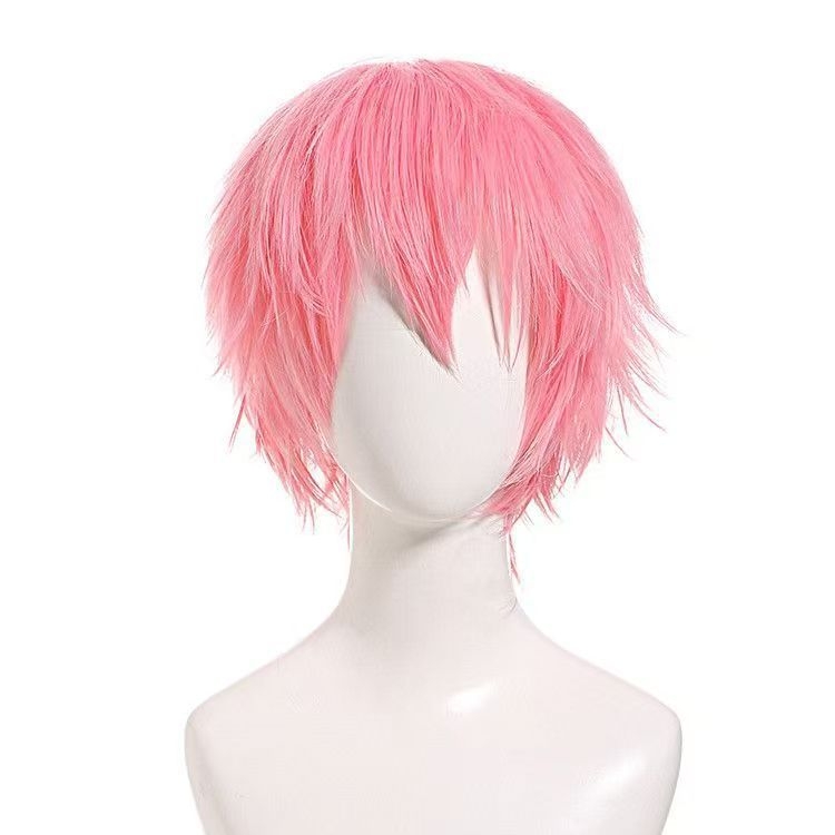 Anime Cosplay Paróka, Férfi Rövid Haj, Hőálló Szál, Festhető és Göndöríthető, Teljes Fej Paróka