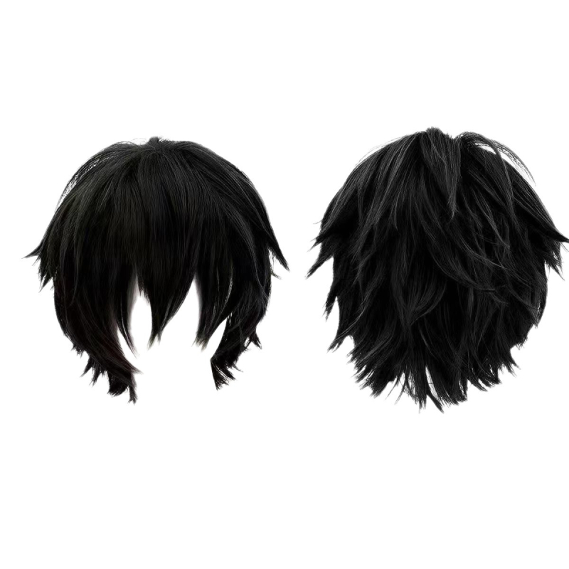 Anime Cosplay Paróka, Férfi Rövid Haj, Hőálló Szál, Festhető és Göndöríthető, Teljes Fej Paróka