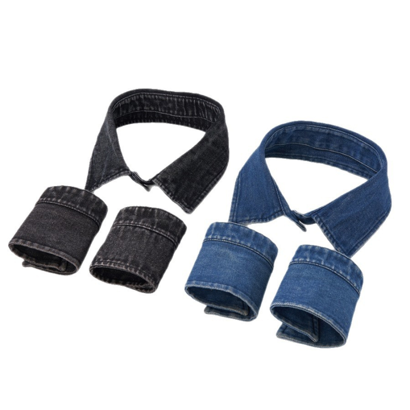 Mâneci din denim spălat, stil modern feminin, material bumbac, formă florală, procesare Turner, primăvara 2025