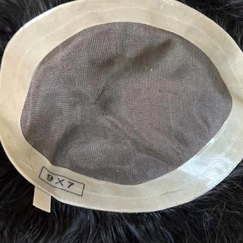 Perucă masculină cu capac mono, margine PU, păr real uman, realizare manuală completă, nu poate fi vopsită