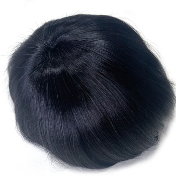 Perucă masculină cu capac mono, margine PU, păr real uman, realizare manuală completă, nu poate fi vopsită