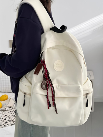 Ghiozdan unisex din Nylon pentru școală și călătorii, impermeabil, ultraușor, rezistent la abraziune, anti-furt, protecție a coloanei, căptușeală din poliester, culoare solidă, toamnă 2025