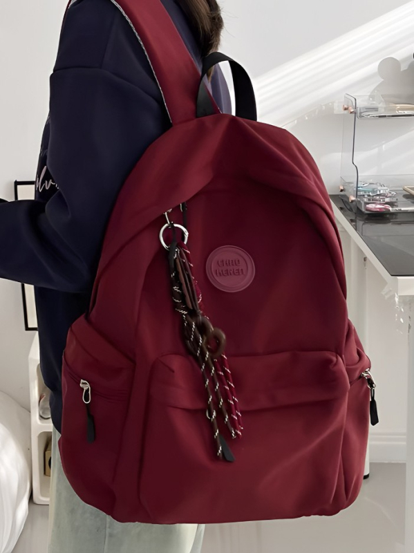 Ghiozdan unisex din Nylon pentru școală și călătorii, impermeabil, ultraușor, rezistent la abraziune, anti-furt, protecție a coloanei, căptușeală din poliester, culoare solidă, toamnă 2025