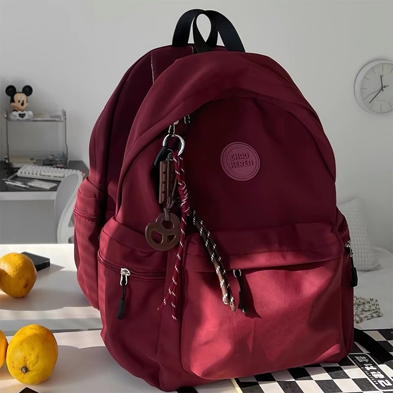 Ghiozdan unisex din Nylon pentru școală și călătorii, impermeabil, ultraușor, rezistent la abraziune, anti-furt, protecție a coloanei, căptușeală din poliester, culoare solidă, toamnă 2025