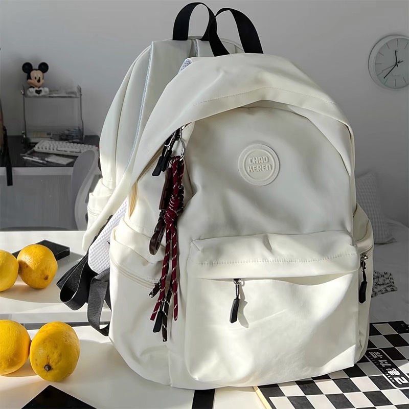 Ghiozdan unisex din Nylon pentru școală și călătorii, impermeabil, ultraușor, rezistent la abraziune, anti-furt, protecție a coloanei, căptușeală din poliester, culoare solidă, toamnă 2025