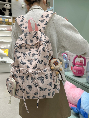 Unisex školski ruksak s motivom leptira, lagani najlon, prozračan i otporan na habanje, smanjuje opterećenje, zakrivljene naramenice, zimska kolekcija 2025