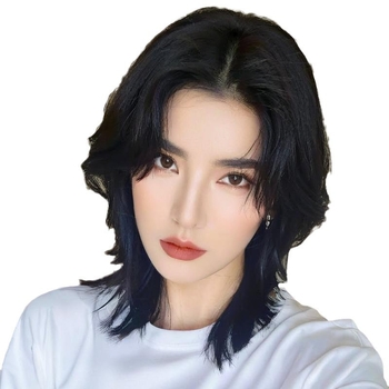 Férfi cosplay paróka, japán stílusú középhosszú-hosszú haj, farkasfarok mullet, hőálló szintetikus rost, festhető