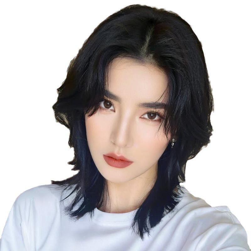Férfi cosplay paróka, japán stílusú középhosszú-hosszú haj, farkasfarok mullet, hőálló szintetikus rost, festhető