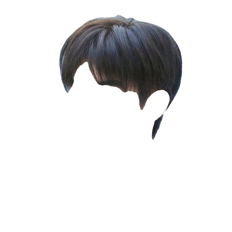 Perucă pentru bărbați cu breton, păr scurt, aspect natural și plin de volum, fire de înaltă temperatură, tratată mecanic.