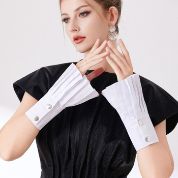 Mâneci false plisate din bumbac pentru femei, mâneci scurte decorative, circumferința mâneții 22 cm, căptușeală din bumbac, toamna 2025