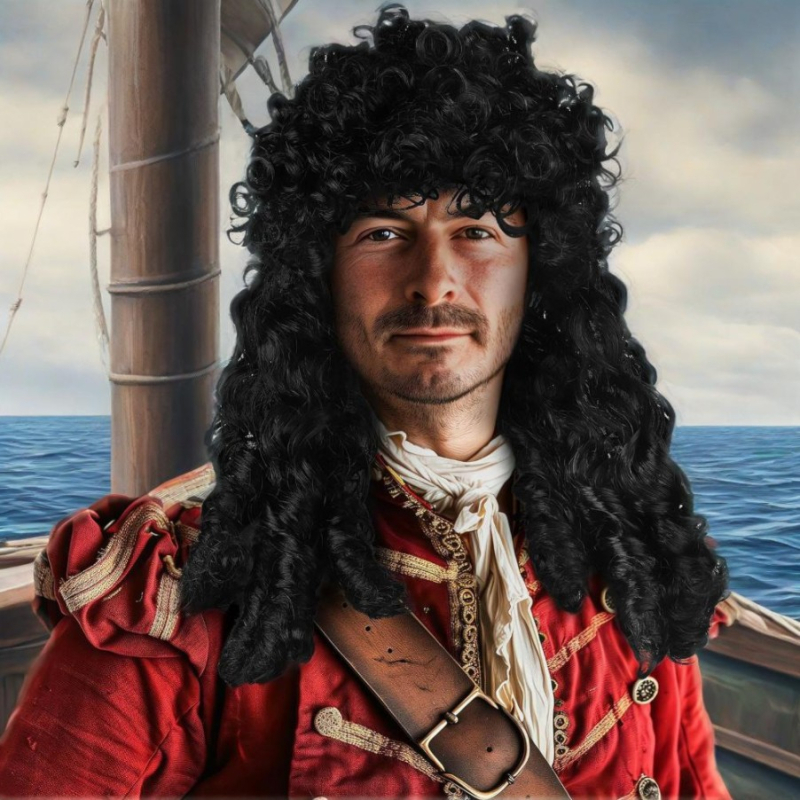 Cosplay paróka kalóz kapitánynak — hosszú göndör haj, hőálló szálak, göndöríthető vagy festhető