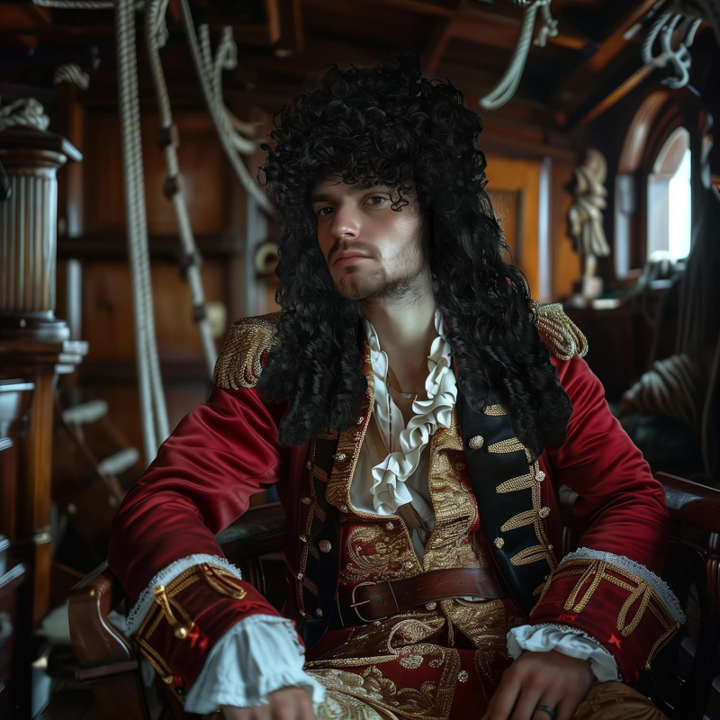 Cosplay paróka kalóz kapitánynak — hosszú göndör haj, hőálló szálak, göndöríthető vagy festhető