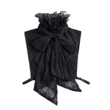 Guler fals de cămașă cu dantelă, lat, căptușit poliester; compoziție: 90% brocart, 10% poliester; toamnă 2025