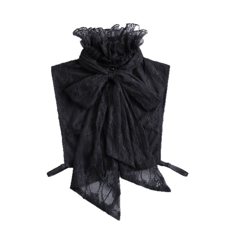 Guler fals de cămașă cu dantelă, lat, căptușit poliester; compoziție: 90% brocart, 10% poliester; toamnă 2025