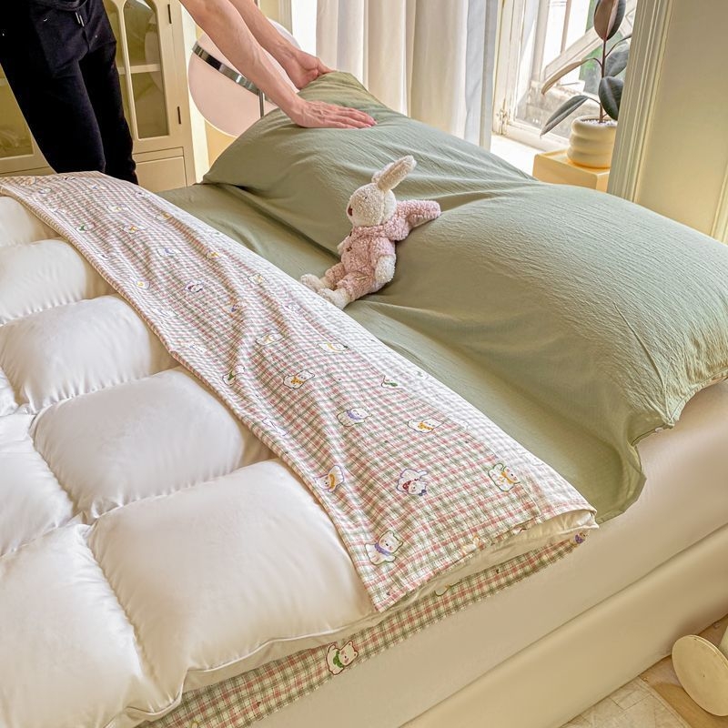 T2L korejski dvostruko složen gaz posteljina set — poliester punilo, podstava i tkanina, u stilu omotnice, 4 komada, za odrasle