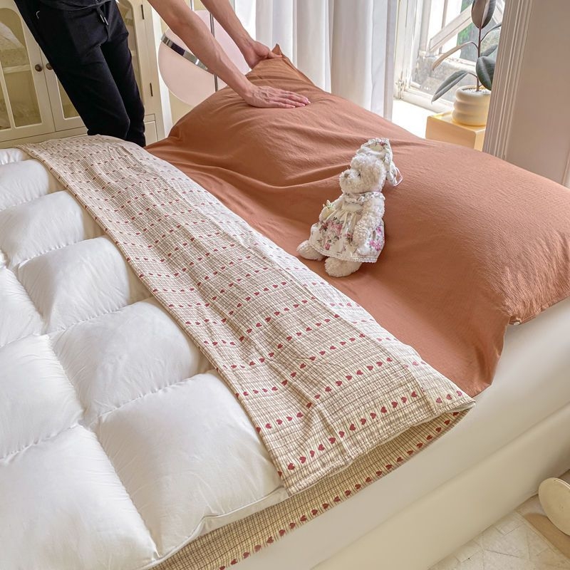 T2L korejski dvostruko složen gaz posteljina set — poliester punilo, podstava i tkanina, u stilu omotnice, 4 komada, za odrasle