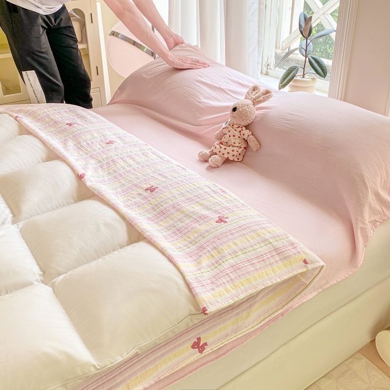 T2L korejski dvostruko složen gaz posteljina set — poliester punilo, podstava i tkanina, u stilu omotnice, 4 komada, za odrasle