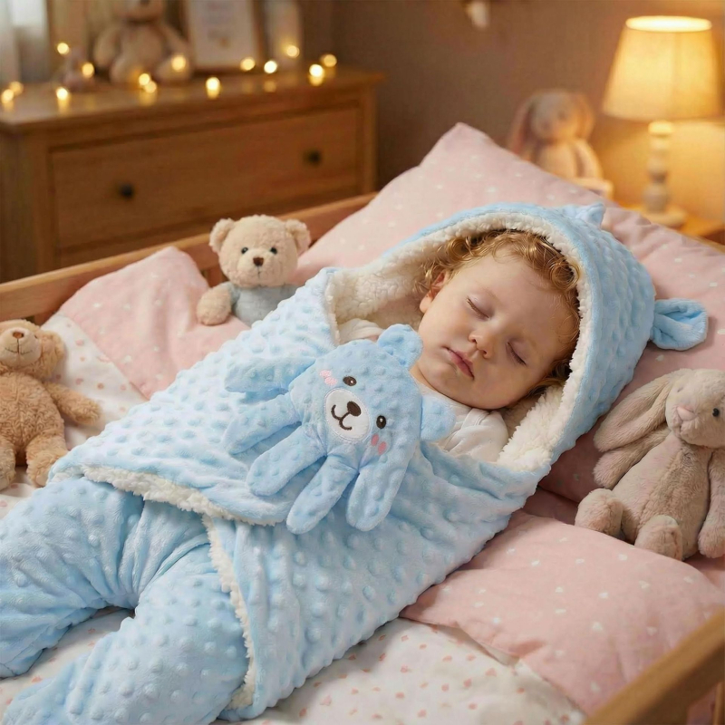 Βρεφικός υπνόσακος με σετ plush bean bag για νεογέννητα, τετρά εποχικό, μίγμα υλικών