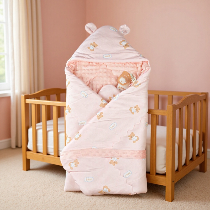 Dječja swaddle deka – pamuk, sintetička punila, jesen/zima, jednobojni ili crtani uzorak, za bebe i djecu od 1–3 godine