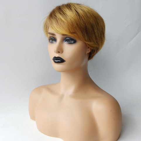 Ženska kratka ravna perika s dijagonalnim šiškama, vlakno otporno na visoke temperature, model K21, može se obojiti.