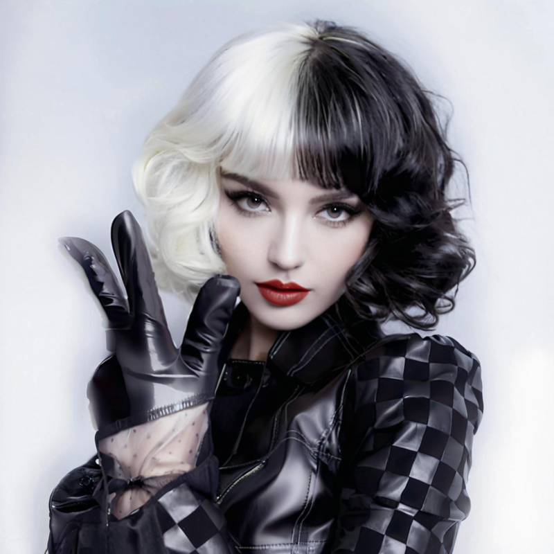 Περούκα με κοντά σγουρά μαλλιά, φυσικό στυλ, μοντέλο 748, φράντζα, σύρμα υψηλής θερμοκρασίας