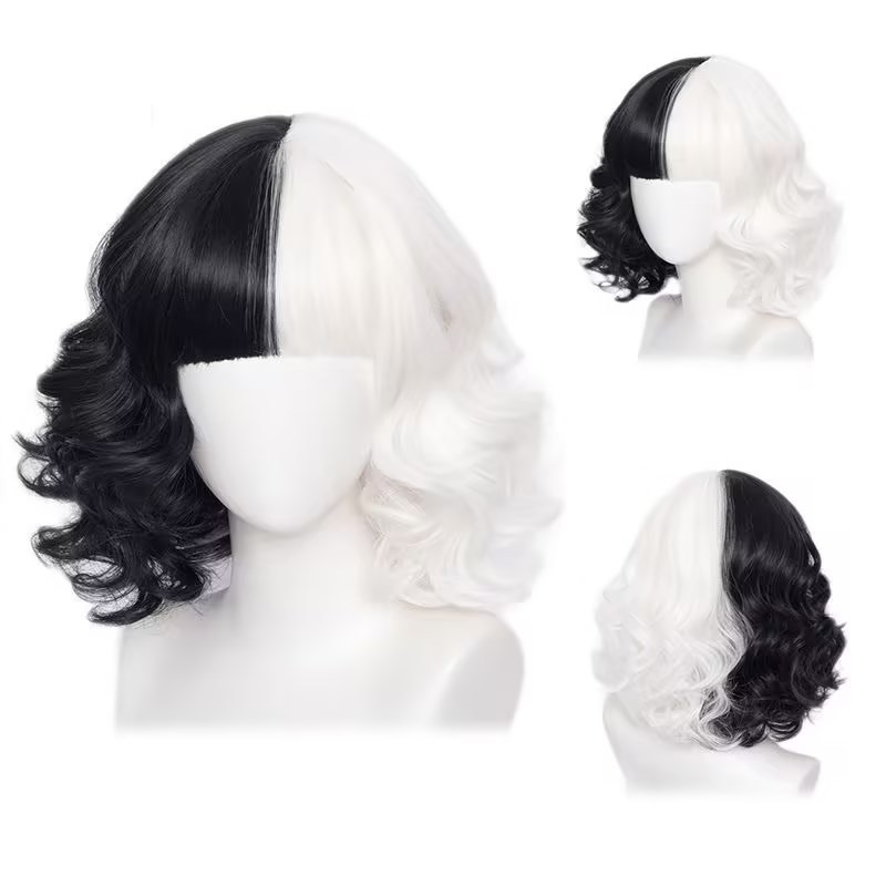 Περούκα με κοντά σγουρά μαλλιά, φυσικό στυλ, μοντέλο 748, φράντζα, σύρμα υψηλής θερμοκρασίας