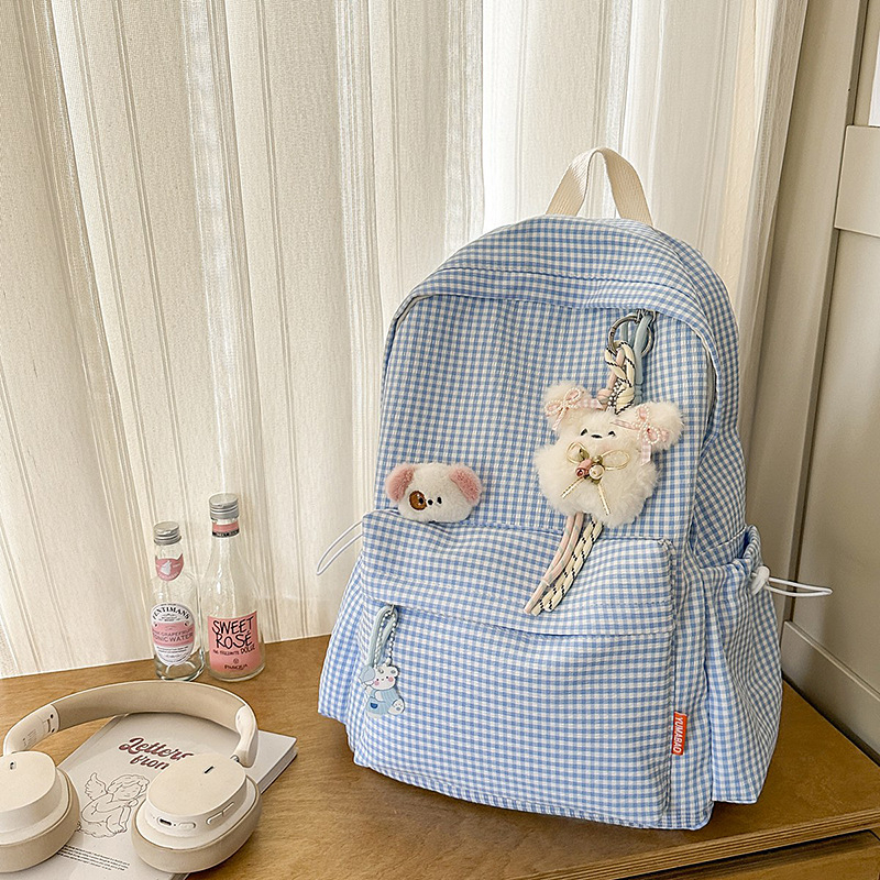 Rucsac școlar unisex, din țesătură compozită, respirabil, model în dungi, curele curbate