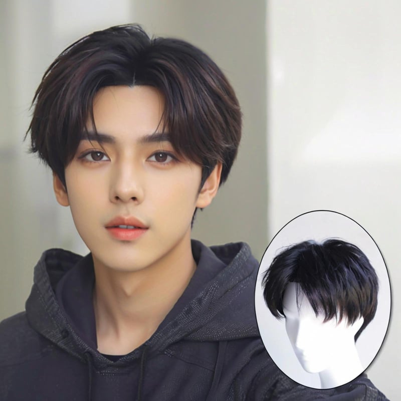 Muška perika, kratka kosa, vlakna otporna na visoke temperature, može se bojati ili se permati, model 200