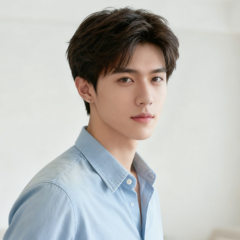 Muška perika – kratka kosa sa srednjim razdjelom, kratke kovrčave frizure, korejski stil, prirodan pahuljast izgled