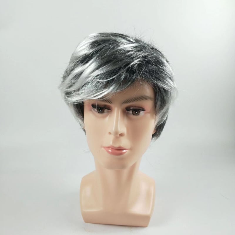Cosplay perika za muškarce, kratka kosa, model W144, domaća svila, mehanički proces, blagdanska perika (model W144; domaća svila; kratka kosa; mehanički proces; blagdanska perika)