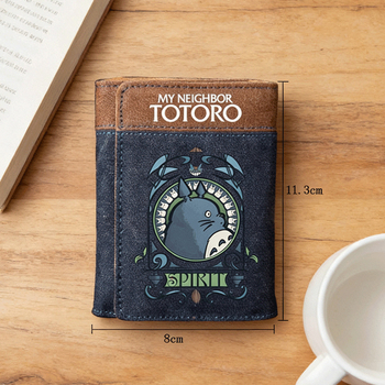 Portofel PU tri-fold cu model anime, stil stradal, unisex