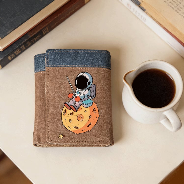 Portofel PU tri-fold cu model anime, stil stradal, unisex