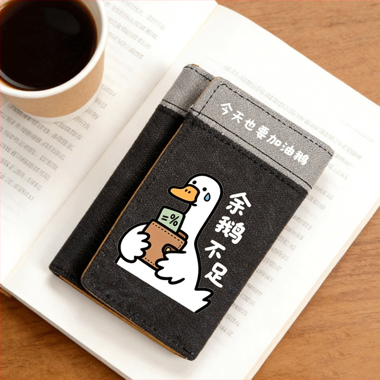 Portofel PU tri-fold cu model anime, stil stradal, unisex