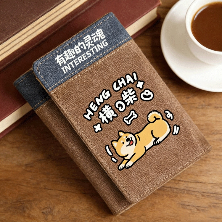 Portofel PU tri-fold cu model anime, stil stradal, unisex