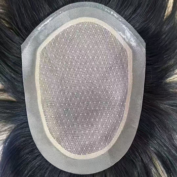 Meiyuexuan Muška perika od prirodnih vlasi, ručno tkana, lagana i prozračna, prirodan izgled