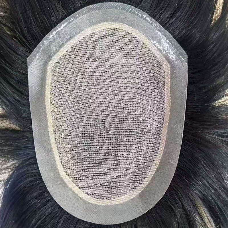 Meiyuexuan Muška perika od prirodnih vlasi, ručno tkana, lagana i prozračna, prirodan izgled