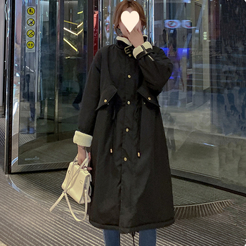 Ženski pamučni kaput srednje duljine, ležeran kroj, dugi rukavi, debeli topli pamuk, zima 2025