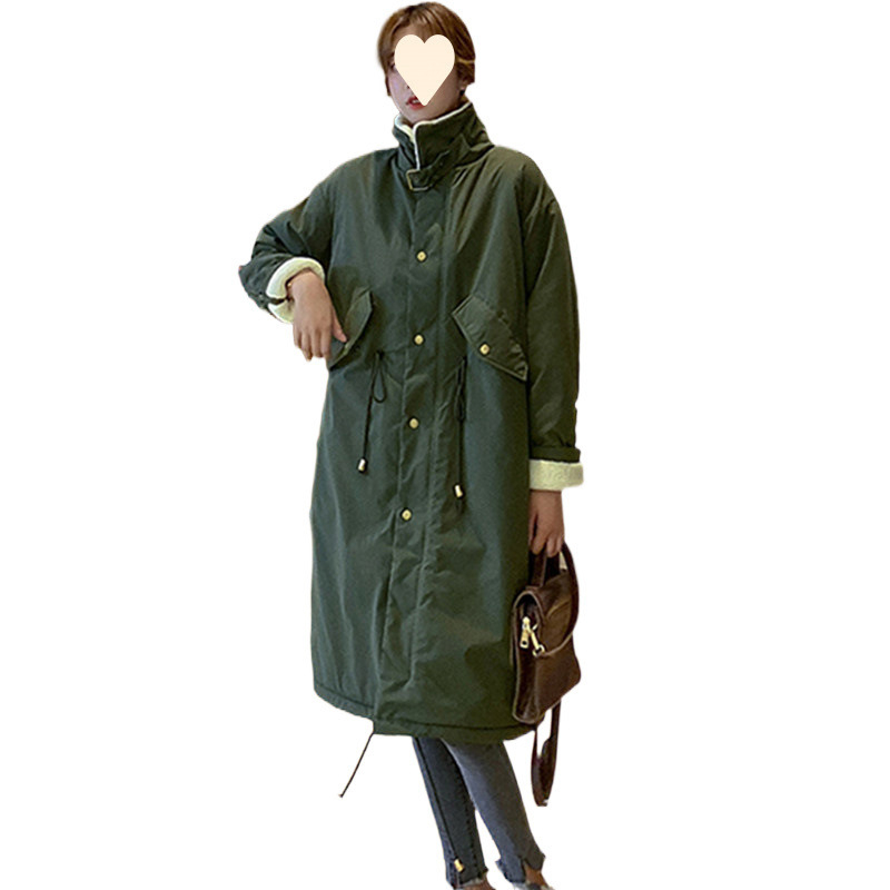 Ženski pamučni kaput srednje duljine, ležeran kroj, dugi rukavi, debeli topli pamuk, zima 2025