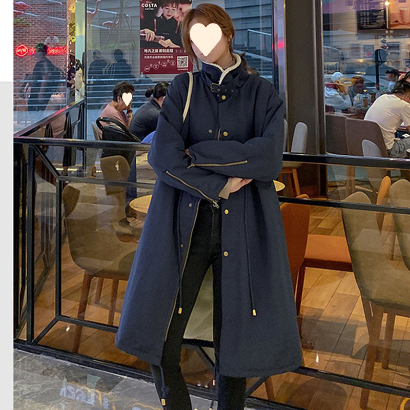 Ženski pamučni kaput srednje duljine, ležeran kroj, dugi rukavi, debeli topli pamuk, zima 2025