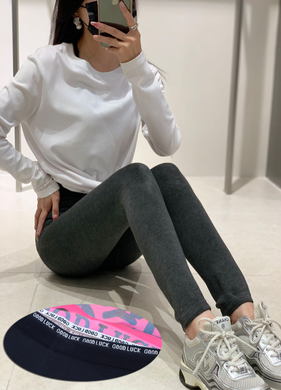 Pantalone za jogu od pamukasto‑mješavine s elastanom, debeli i topli, bez šavova, duljina 9/10, 3D uzorak