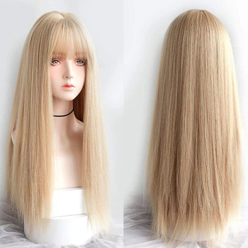 Zoman Zm89 Duga ravna perika s bangs – vlakna visoke temperature, realističan izgled, mehanizam konstrukcija, cosplay perika