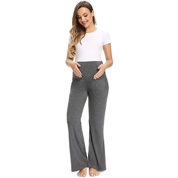 Pantaloni de maternitate cu talie înaltă, croială dreaptă, susținere pentru burtă, material din bumbac cu micro-elasticitate (50–70% bumbac)