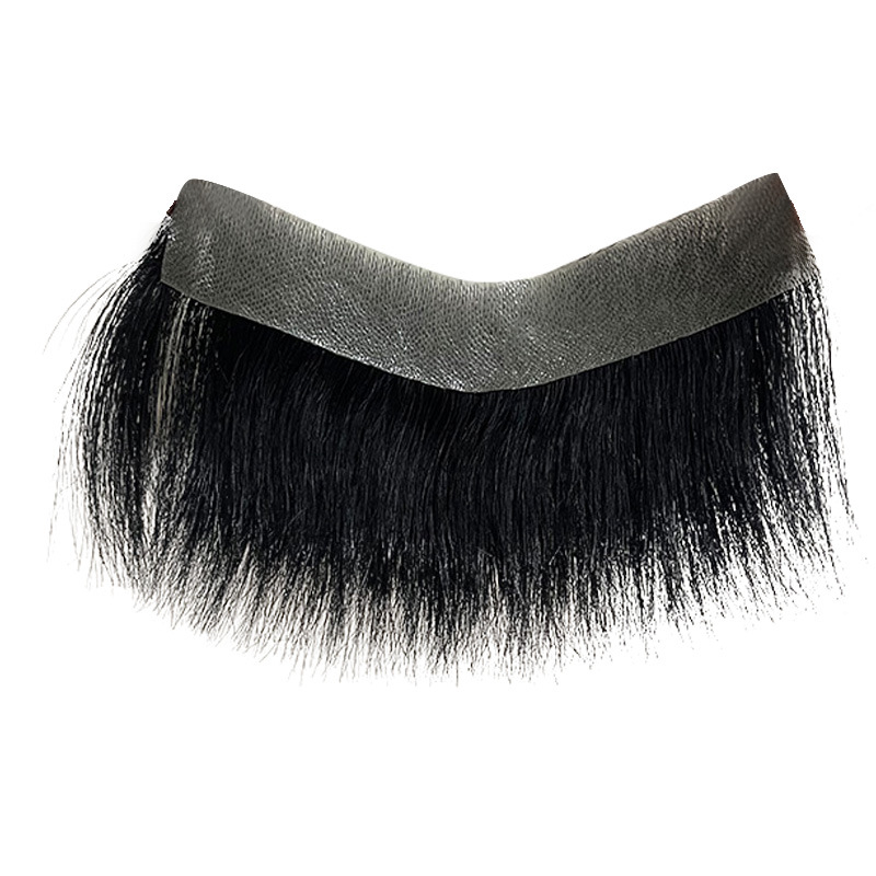 Muški dijelovi paruke s prednjim bangs i M-oblikom linije kose, pravi ljudski kos, potpuno ručno pleteni