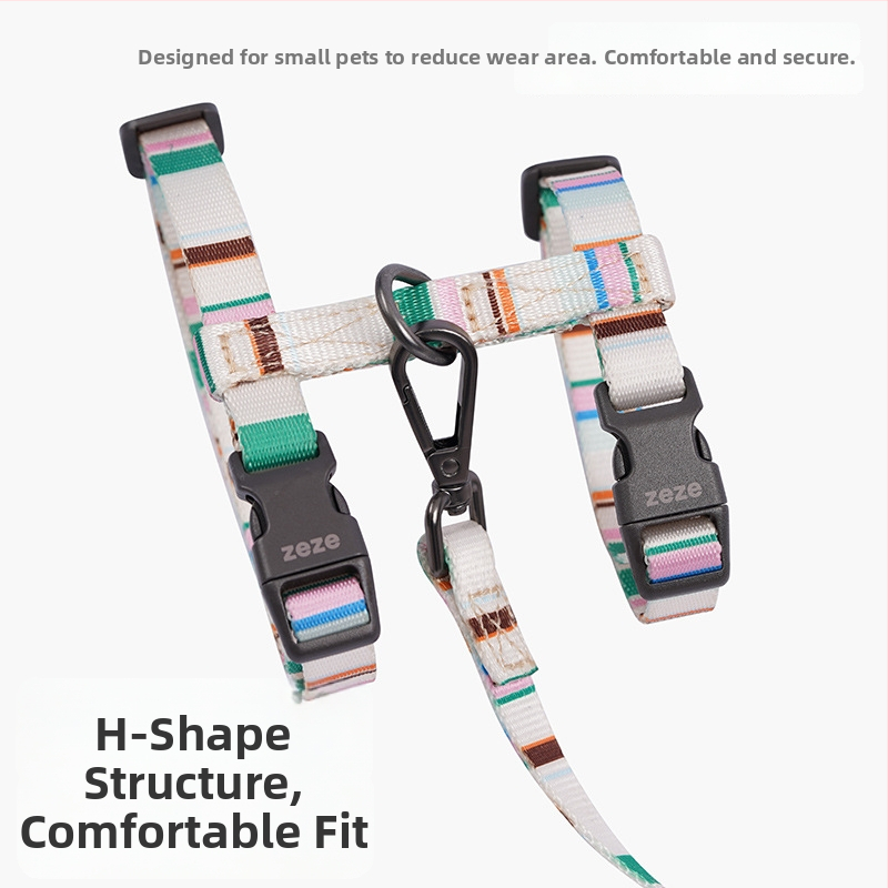 Кучешка каишка с I-образен дизайн, регулируема, против изплъзване, жилетен стил, за малки кучета; материал: полиестер, полиацетална смола, цинкова сплав